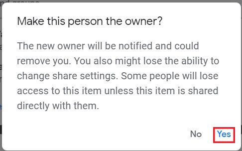 Click-on-‘Yes-to-confirm كيفية نقل الملفات من Google Drive إلى آخر