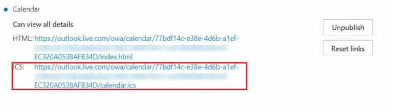 Copy-the-ICS-link-that-is-generated-768x217-1 كيفية مزامنة تقويم Google Calendar مع Outlook