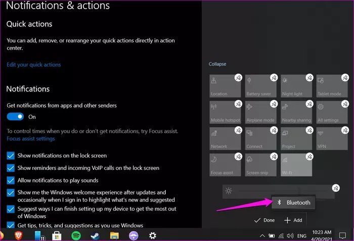 أفضل 9 إصلاحات لخيار Bluetooth مفقود من مركز العمل في Windows 10 - %categories