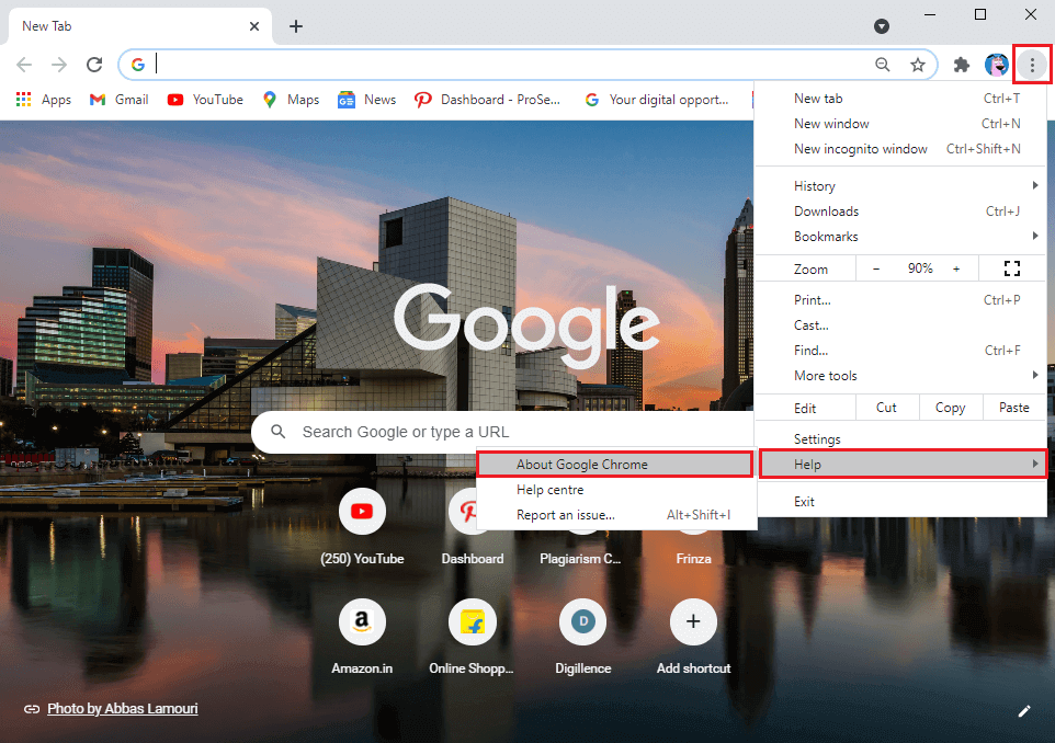 Go-to-Help-and-select-About-Google-Chrome.- كيفية إصلاح عدم وجود كاميرا في Google Meet