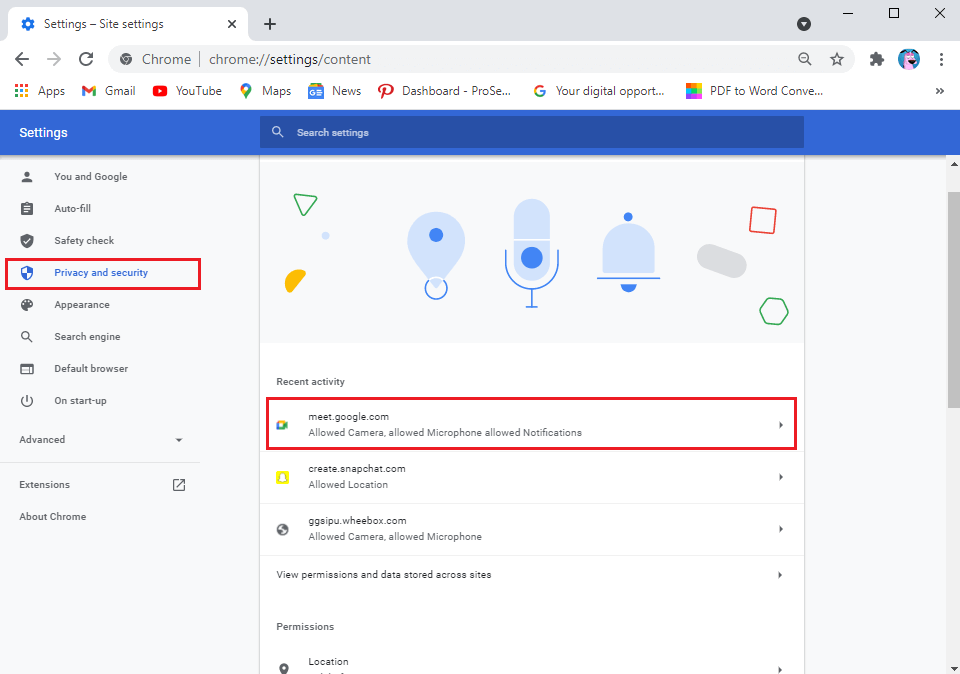 In-Site-settings-click-on-meet.google.com_. كيفية إصلاح عدم وجود كاميرا في Google Meet
