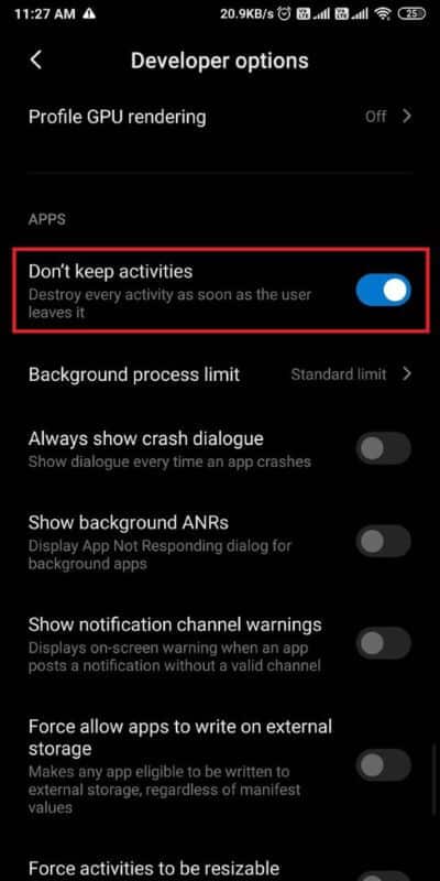 In-developer-options-scroll-down-and-turn-on-the-toggle-for-dont-keep-activities.-512x1024-1 كيفية تعطيل تطبيقات بدء التشغيل التلقائي على Android