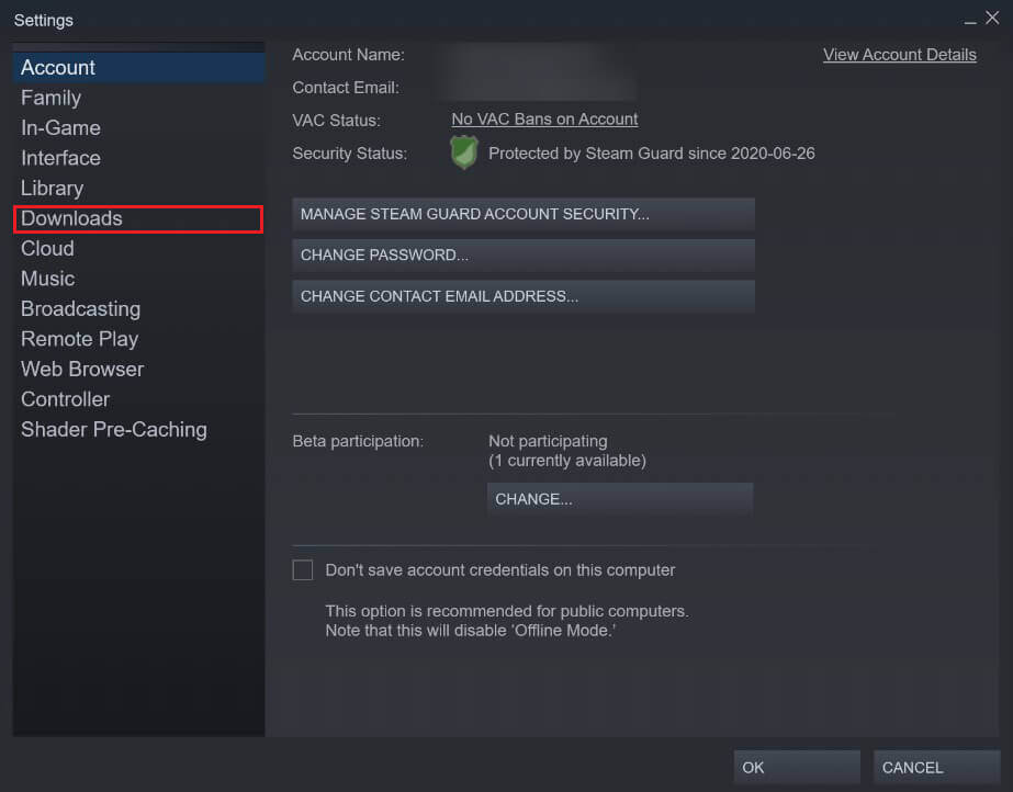 In-the-Settings-window-navigate-to-the-‘Downloads-menu 4 طرق لجعل تنزيل Steam أسرع