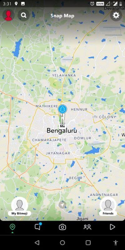 Launch-the-application-and-swipe-downwards-on-the-camera.-This-will-open-the-Snap-Map.-512x1024-1 كيف ترى من شاهد موقعك على Snapchat