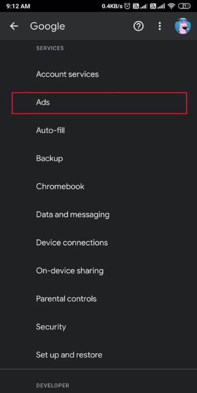 Locate-and-open-the-ads-section-513x1024-1 6 طرق للتخلص من الإعلانات على هاتف Android الخاص بك