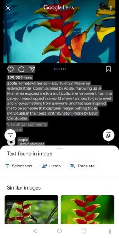 Now-Google-will-highlight-all-the-text-present-in-the-photo-which-you-can-now-copy.-512x1024-1 كيفية نسخ التسميات التوضيحية والتعليقات والسيرة الذاتية على Instagram