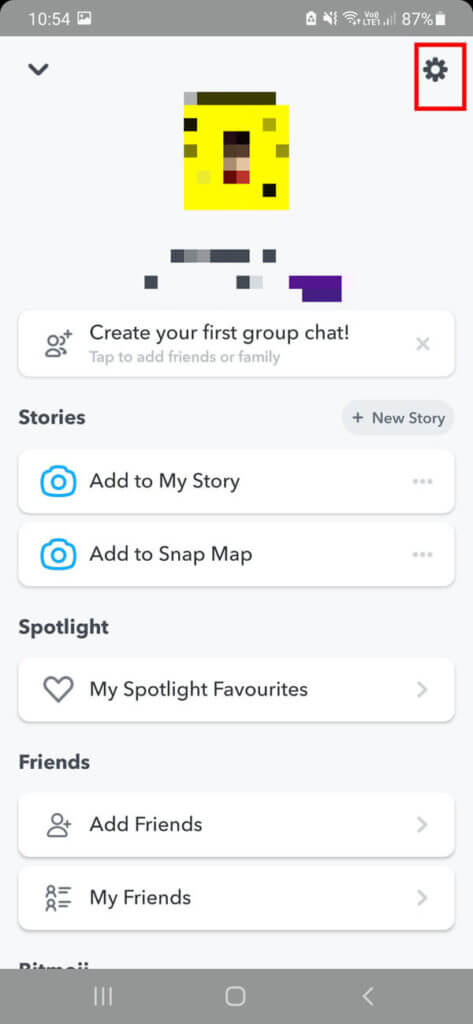 Now-tap-on-the-Gear-icon-to-open-the-settings-page-of-Snapchat.-473x1024-1 كيفية حذف الرسائل على Snapchat