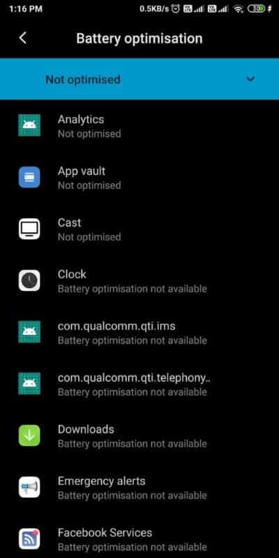 Now-you-can-view-the-list-of-all-the-apps-that-are-not-optimized.-512x1024-1 كيفية تعطيل تطبيقات بدء التشغيل التلقائي على Android