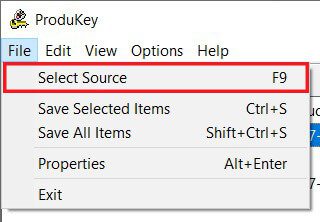 On-the-top-left-corner-click-on-‘File-and-then-click-on-‘Select-Source. كيفية البحث عن Product Key مفتاح منتج Windows 10 الخاص بك