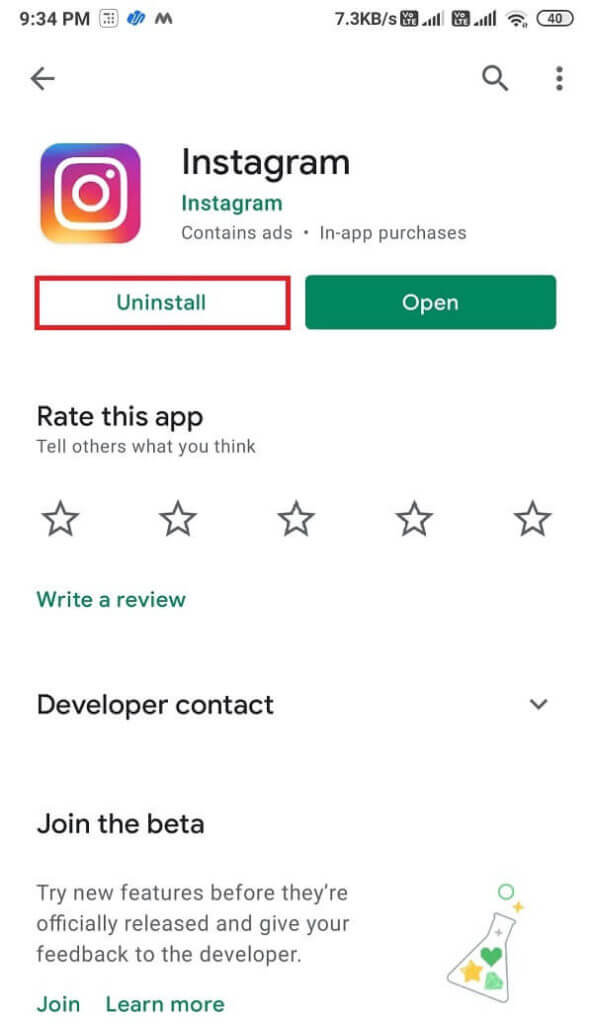 Open-the-App-and-tap-on-Uninstall-593x1024-1 9 طرق لإصلاح عدم عمل رسائل Instagram المباشرة