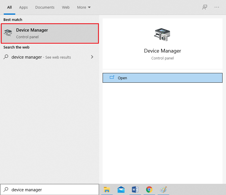 Open-the-Device-manager-from-the-search-results.- كيفية إصلاح عدم وجود كاميرا في Google Meet