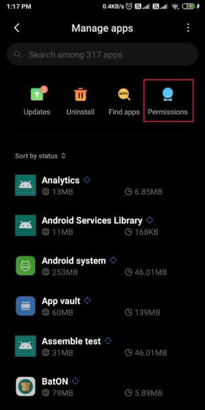 Open-the-permissions-section.-512x1024-1 كيفية تعطيل تطبيقات بدء التشغيل التلقائي على Android