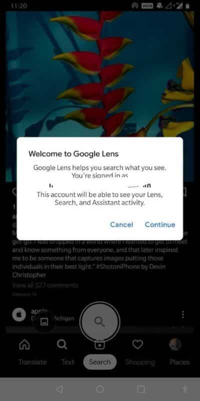 Open-this-screenshot-on-Google-Photos-and-tap-on-the-Google-Lens-button.-512x1024-1 كيفية نسخ التسميات التوضيحية والتعليقات والسيرة الذاتية على Instagram