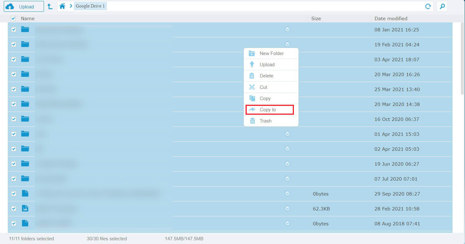 Right-click-on-the-selection-and-click-on-‘Copy-to-to-proceed كيفية نقل الملفات من Google Drive إلى آخر