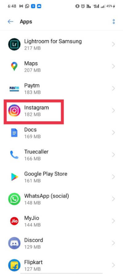 Select-Instagram-from-the-list.-461x1024-1 كيفية إصلاح خطأ Instagram حاول مرة أخرى في وقت لاحق