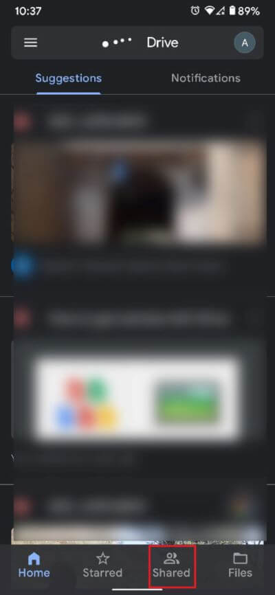 Tap-on-the-option-titled-‘shared-in-the-bottom-panel-473x1024-1 كيفية نقل الملفات من Google Drive إلى آخر