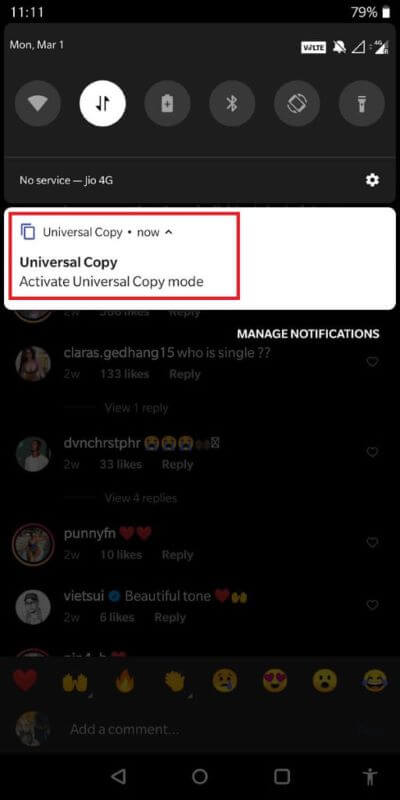 Then-from-the-notification-bar-select-‘Universal-Copy-mode.-512x1024-1 كيفية نسخ التسميات التوضيحية والتعليقات والسيرة الذاتية على Instagram