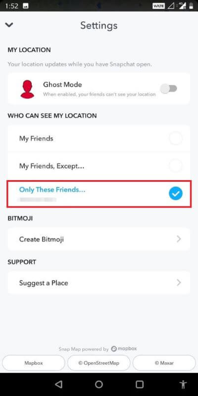 Theres-an-option-of-Who-can-see-my-location.-Under-this-tap-Only-These-Friends.-1-512x1024-1 اكتشف عدد الأصدقاء الذين لديك على Snapchat