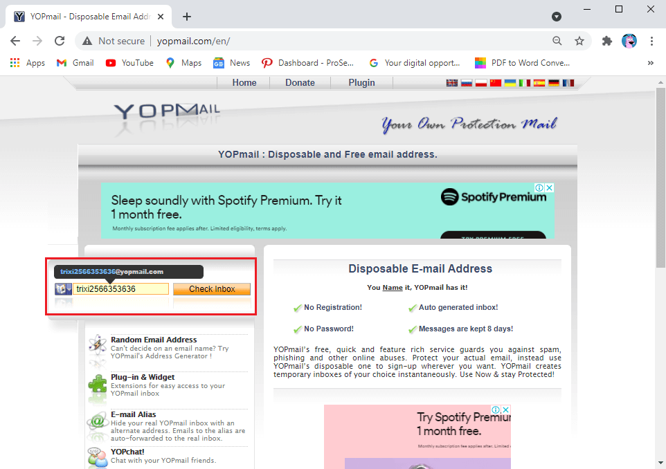 Type-your-preferred-username-in-the-box-under-‘type-the-email-name-of كيفية إنشاء عناوين بريد إلكتروني مؤقتة باستخدام YOPmail