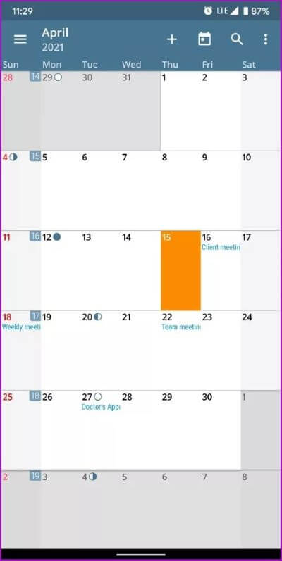 aCalendar-Main-View_2021-04-16-153120_40dd5eab97016030a3870d712fd9ef0f أفضل 5 بدائل لتقويم Google Cal­en­dar لنظام Android