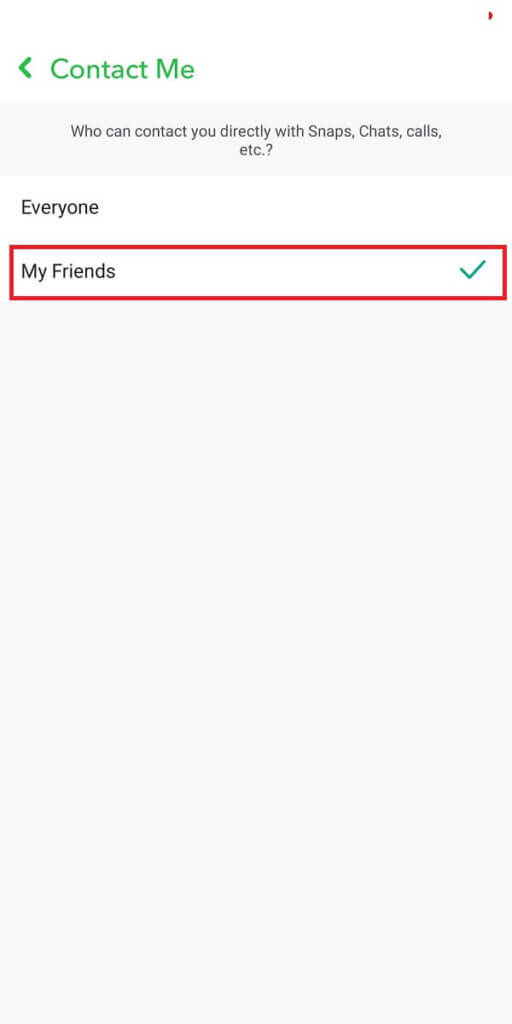 change-the-contact-me-option-512x1024-1 كيفية تعطيل طلبات الإضافة غير المرغوب فيها على Snapchat