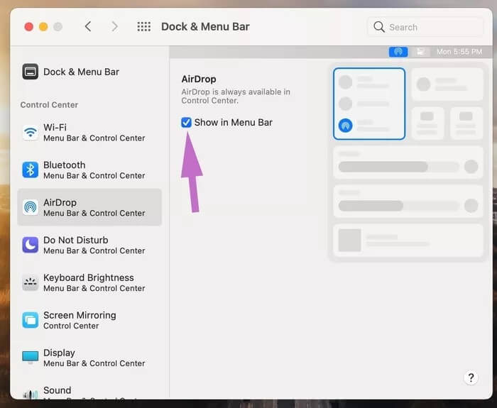 disable-control-center-module-in-menu-bar_935adec67b324b146ff212ec4c69054f دليل لإضافة وحدات مركز التحكم إلى شريط القوائم على جهاز Mac