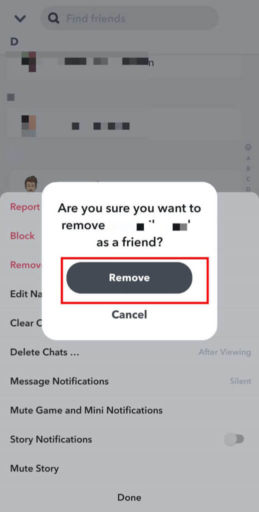 press-Remove-when-it-asks-for-confirmation.-519x1024-1 كيفية إلغاء إضافة أشخاص على Snapchat