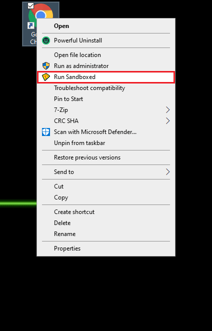 run-your-Google-browser-in-a-sandbox.-Make-a-right-click-on-Google-Chrome-and-tap-on-Run-sandboxed. كيف تأخذ لقطة شاشة على Netflix