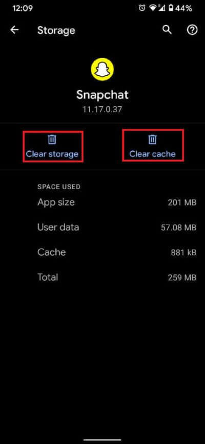 tap-on-‘Clear-cache-and-‘Clear-storage-respectively.-473x1024-1 كيفية إصلاح مشكلة لا يمكن تحديث Snapchat