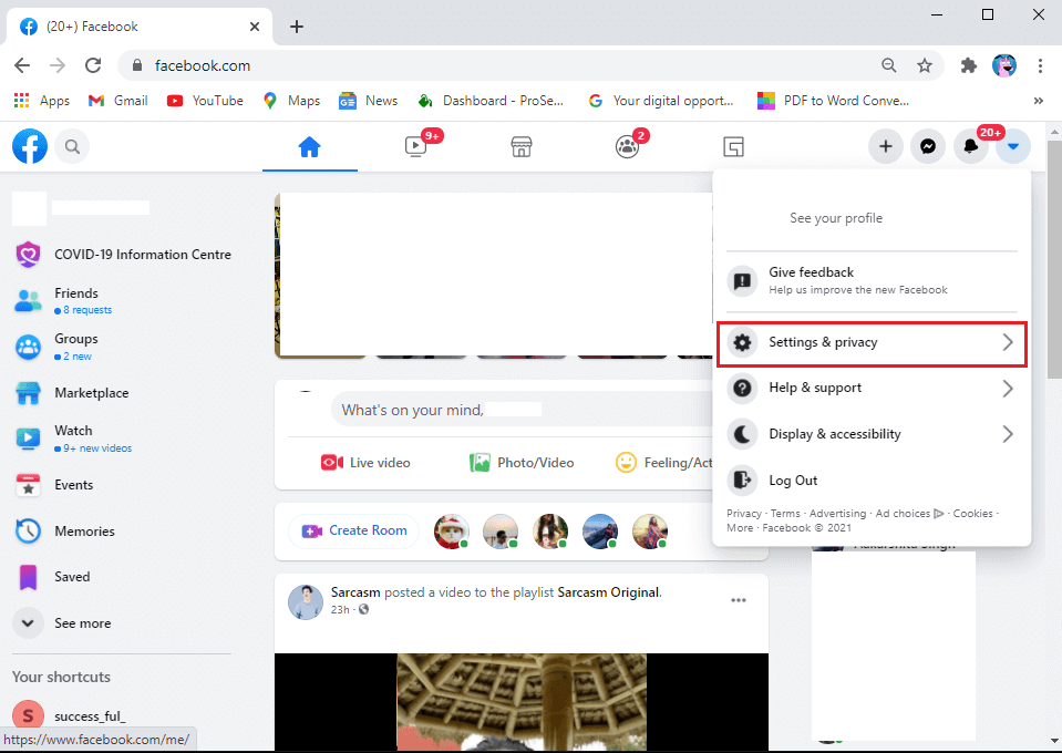 tap-onSettings-and-privacy.- كيفية التحقق من معرف البريد الإلكتروني المرتبط بحسابك على Facebook