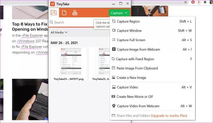 Best-Screen-Capture-Software-for-Windows-10-tinytake2_935adec67b324b146ff212ec4c69054f أفضل 5 برامج لالتقاط الشاشة لنظام التشغيل Windows 10