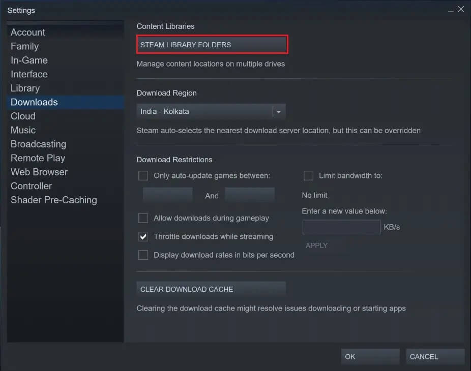 Click-on-Steam-library-folders إصلاح خطأ قرص Steam تالف على نظام التشغيل Windows 10