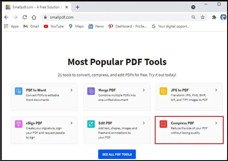 Click-on-compress-PDF كيفية ضغط ملف PDF لتقليل حجم ملفه
