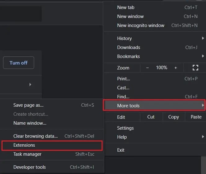 Click-on-the-three-dots-then-click-more-tools-and-select-extensions إصلاح العديد من عمليات Google Chrome قيد التشغيل