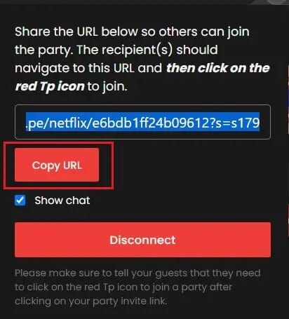 Copy-the-URL-and-send-it-to-your-friends-to-join-1 كيفية استخدام حفلة Netflix Party لمشاهدة الأفلام مع الأصدقاء