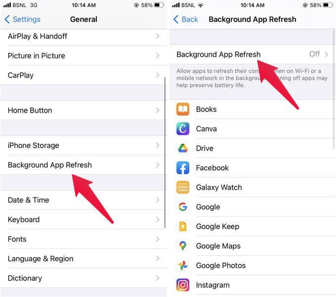 Enable-Background-App-Refresh-on-iPhone أفضل 7 إصلاحات لعدم عمل تحديث التطبيق في الخلفية iPhone
