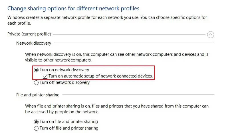 Enable-turn-on-Network-discovery كيفية تغيير نوع NAT على جهاز الكمبيوتر