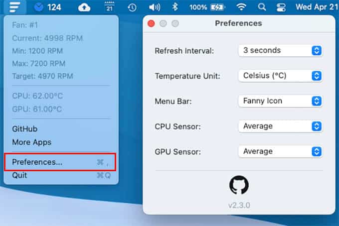 Fanny-Preferences-on-Mac كيفية فحص ومراقبة درجة حرارة وحدة المعالجة المركزية لـ MacBook (Intel و M1 MacBooks)