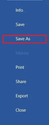 From-the-options-click-on-Save-As كيفية تحويل Word إلى JPEG