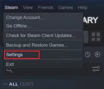 From-the-options-that-appear-click-on-settings-1 إصلاح خطأ قرص Steam تالف على نظام التشغيل Windows 10
