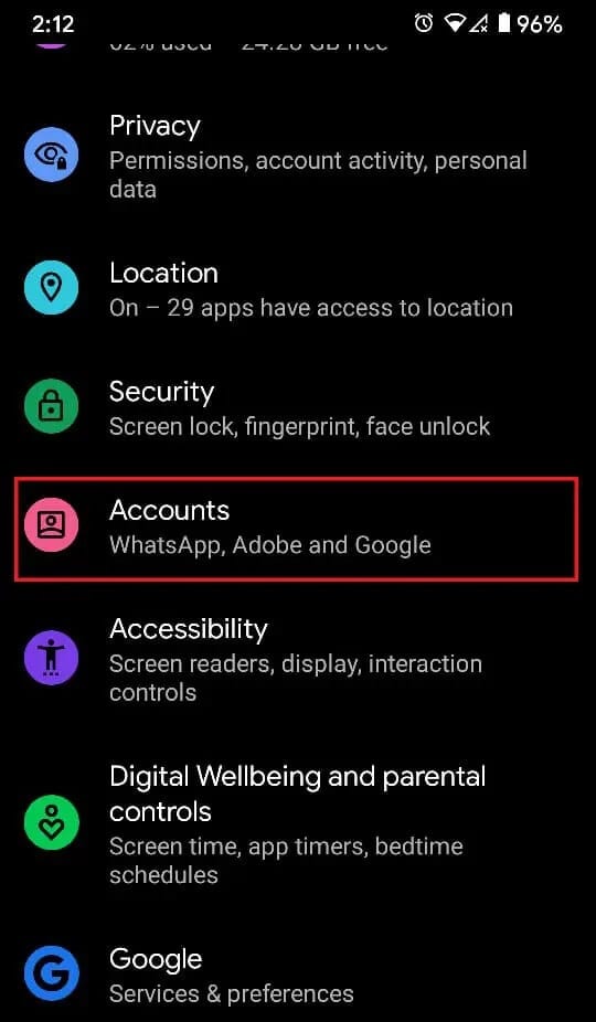 Go-to-the-Accounts كيفية إصلاح الشحن البطيء على Android