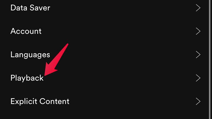 Head-to-Spotify-Playback-Settings كيفية إظهار أغنية على Spotify