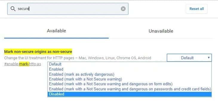 How-to-Remove-not-Secure-Warning-in-Chrome- تمكين أو تعطيل التحذير غير الآمن في Google Chrome