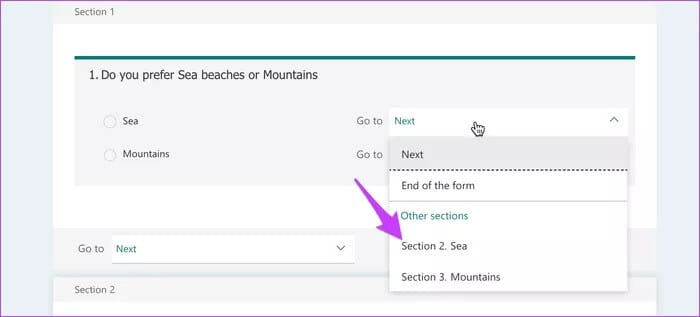 How_to_Add_Branching_in_Microsoft_Forms2_935adec67b324b146ff212ec4c69054f كيفية إضافة أقسام فرعية في Microsoft Forms