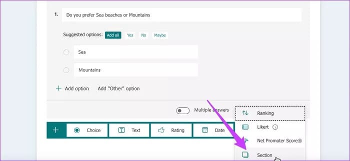 كيفية إضافة أقسام فرعية في Microsoft Forms - %categories