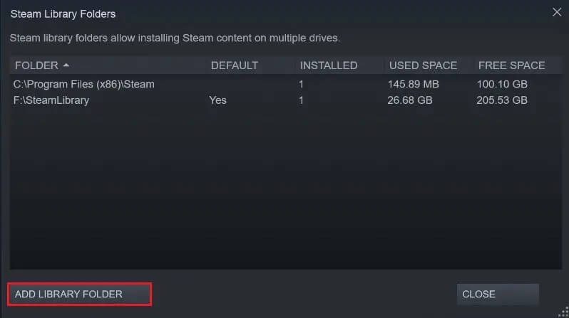 In-the-Steam-library-folders-window-click-on-add-library-folder إصلاح خطأ قرص Steam تالف على نظام التشغيل Windows 10
