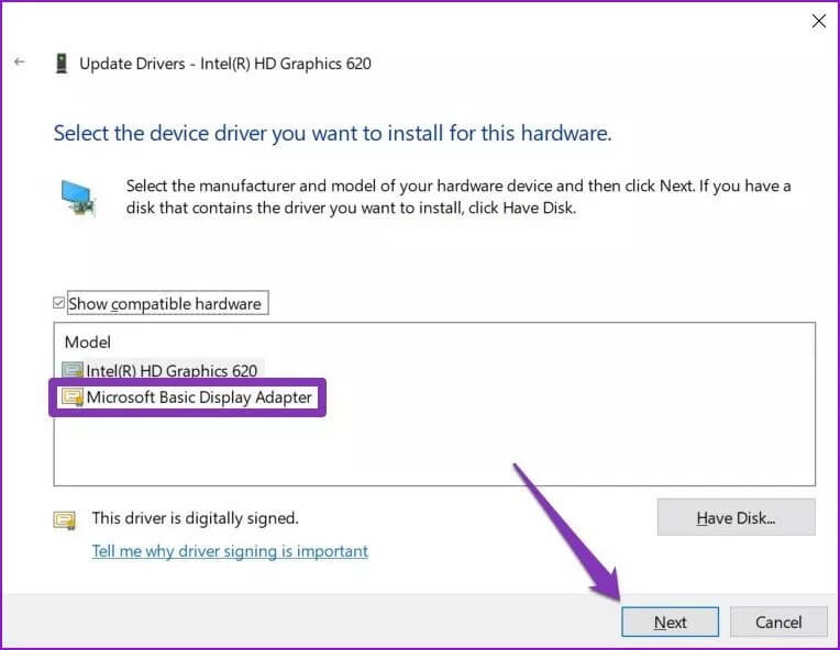 Microsoft-Display-Adapter_2021-05-02-080952_4d470f76dc99e18ad75087b1b8410ea9 أفضل 5 طرق لإصلاح مشكلة إعداد دقة الشاشة باللون الرمادي على Windows 10