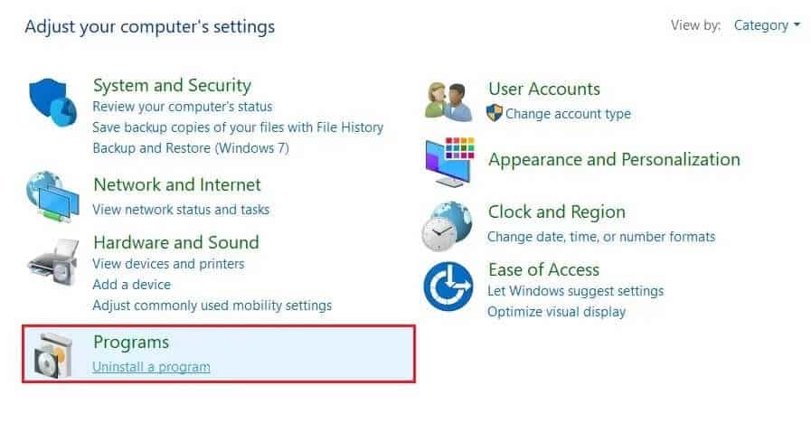 Open-control-panel-and-click-on-uninstall-a-program-1 إصلاح خطأ قرص Steam تالف على نظام التشغيل Windows 10