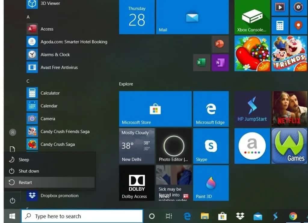 Options-open-up-–-sleep-shut-down-restart.-Choose-restart-1024x742-1 5 طرق لإصلاح مشكلة لعبة Steam Thinks قيد التشغيل
