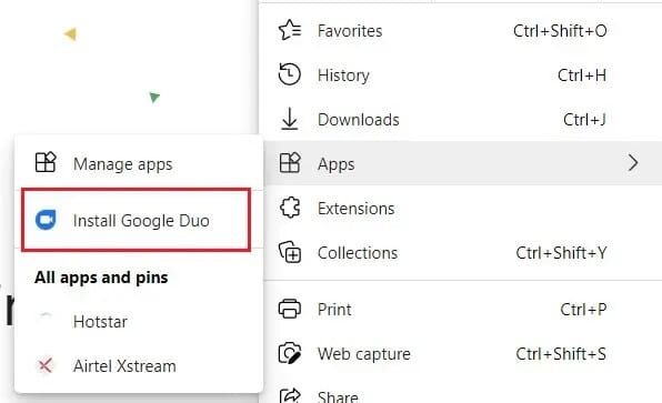 Place-cursor-over-apps-and-then-click-on-install كيفية استخدام Google Duo على جهاز كمبيوتر يعمل بنظام Windows